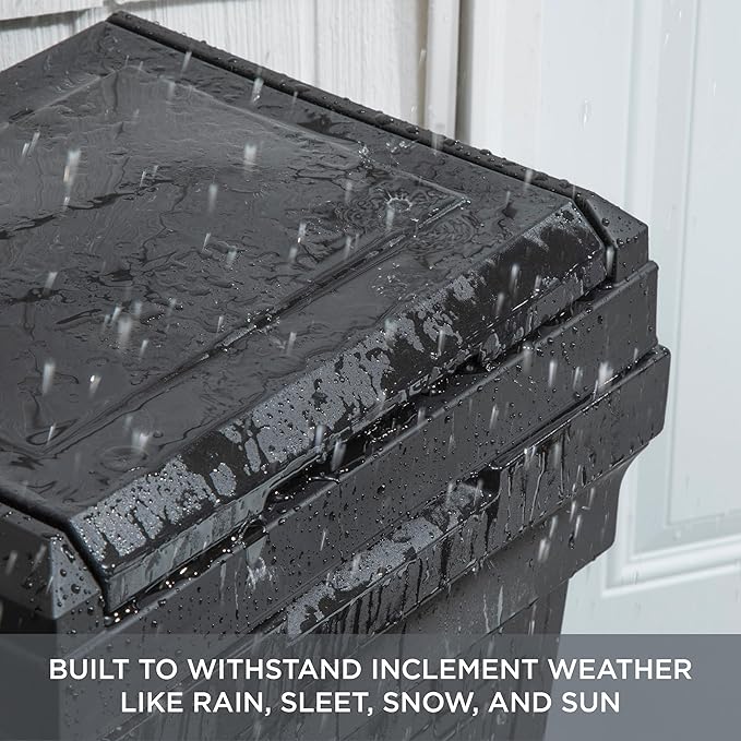 Step2 Atherton Large Garbage Container, Indoor/Outdoor Trash Can with Lid, Weather Resistant, Made of Durable Plastic, Weather-Resistant, Onyx Black