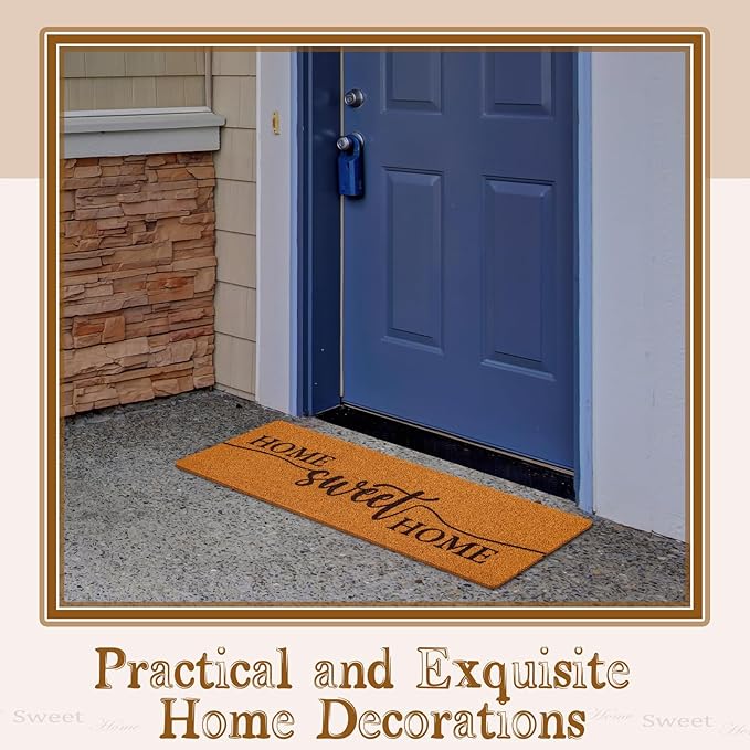 Long Doormat 48''x16'' Front Door Mat for Entrance Inside Outdoor Large Decorative Door Rug Welcome Mat for Outside Home Entry(Sweet Home,Yellow)
