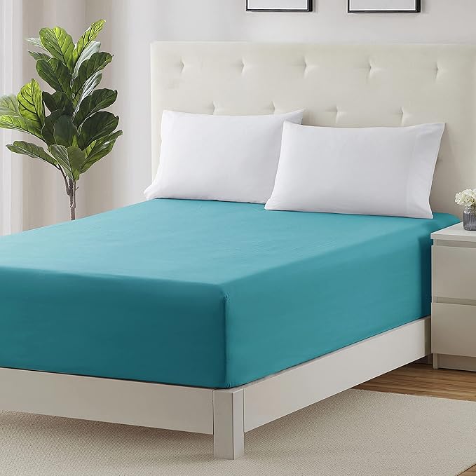 Clara Clark Fitted Sheet, Extra Deep Pocket Fits Deep Mattress, Luxury Soft Fitted Sheet Only, Twin - Extra Deep Teal