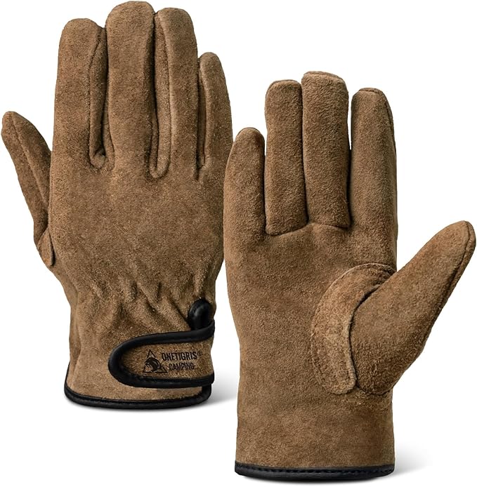 ONETIGRIS Welding Gloves,Fireproof Leather Work Gloves for Men/Women - Forge, BBQ, Camping, Wood Stove,Heat-Resistant Cowhide, Comfort Lined