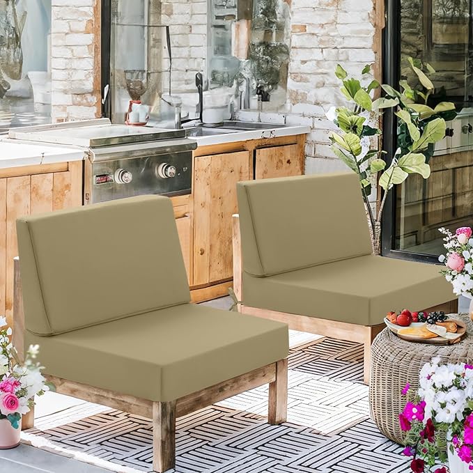 Outdoor Cushions for Patio Furniture, Outdoor Seat and Back Cushion, Waterproof Hampton Bay Deep Seat Replacement Couch Cushions for Garden Lawn, 26.5x26.5