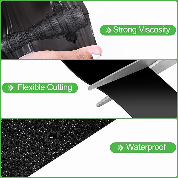 ToLanbbt Pond Liner Seam Tape, 3.15" x 32.8' Double Sided Peel and Stick Seam Tape Self Adhesive Seaming Kit Butyl Rubber Pond Liner Repair Patch Kit Waterproof for EPDM Roof Garden Cover Patch Repair