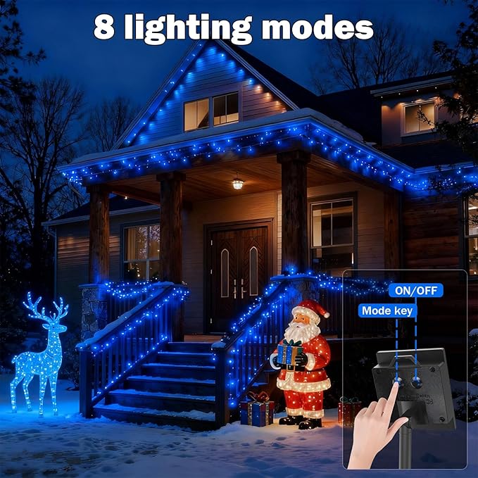 SOLARBABY 4 Pack Solar Christmas Lights Outdoor,Total 146Ft 400 LED Solar String Lights Outdoor with 8 Modes,Waterproof Blue Fairy Light for Outside Garden Patio Yard Xmas Tree Christmas Decoration