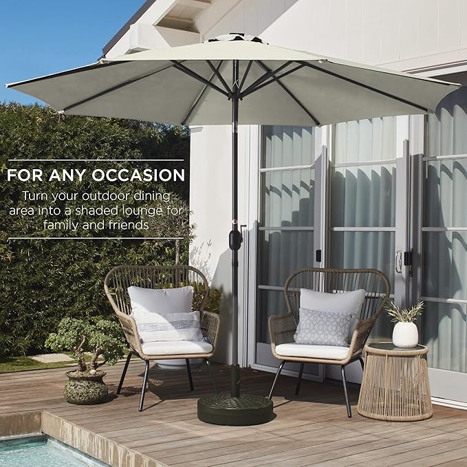 Best Choice Products 10ft Outdoor Steel Polyester Market Patio Umbrella w/Crank, Easy Push Button, Tilt, Table Compatible