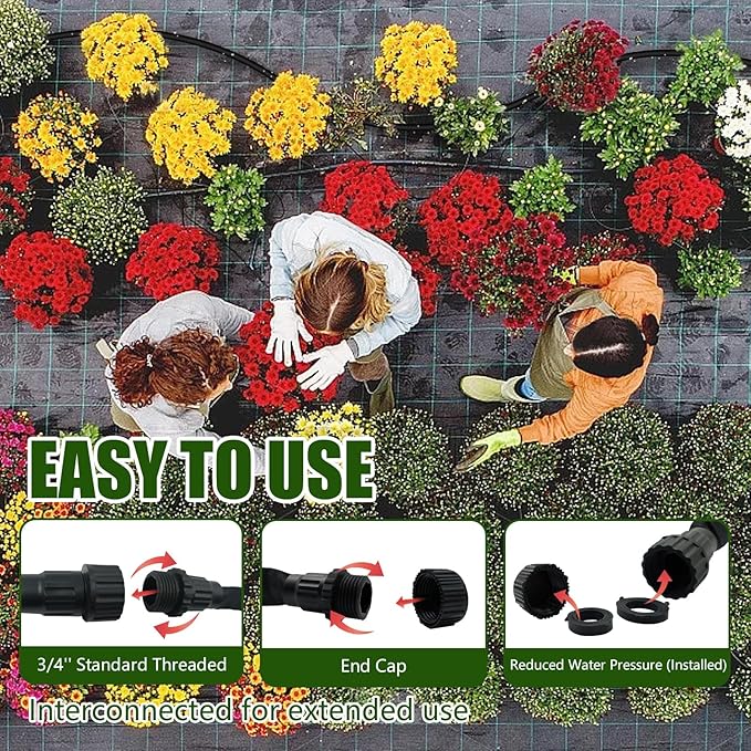 Flat Soaker Hose 25ft, Heavy Duty Double Layer Design, Drip Irrigation Hose Saves 80% Water, Leak Proof Sprinkler Hose For Lawn, Flower Bed, Vegetable Field