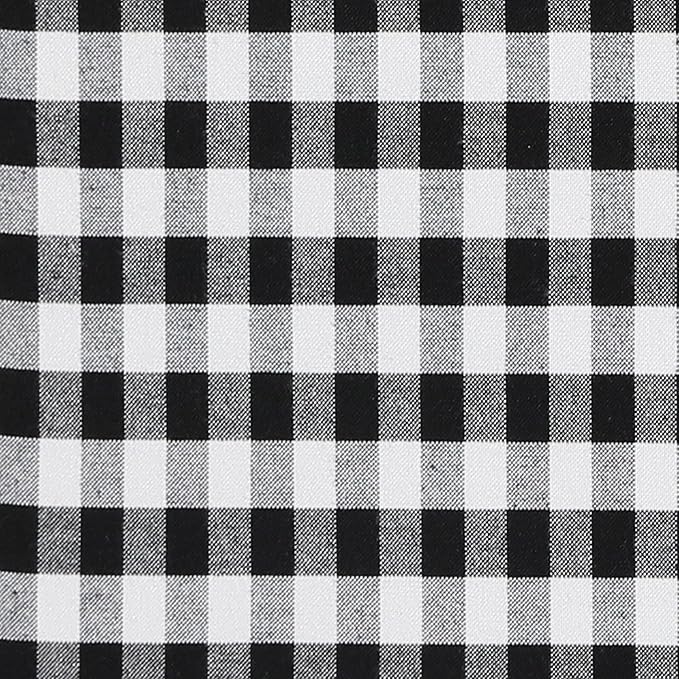 AAAAAcessories D-Shaped Chair Cushions, 2" Thick Dining Chair Pads with Ties and Removable, Machine-Washable Cover, 17" x 16", Checkered Black/White