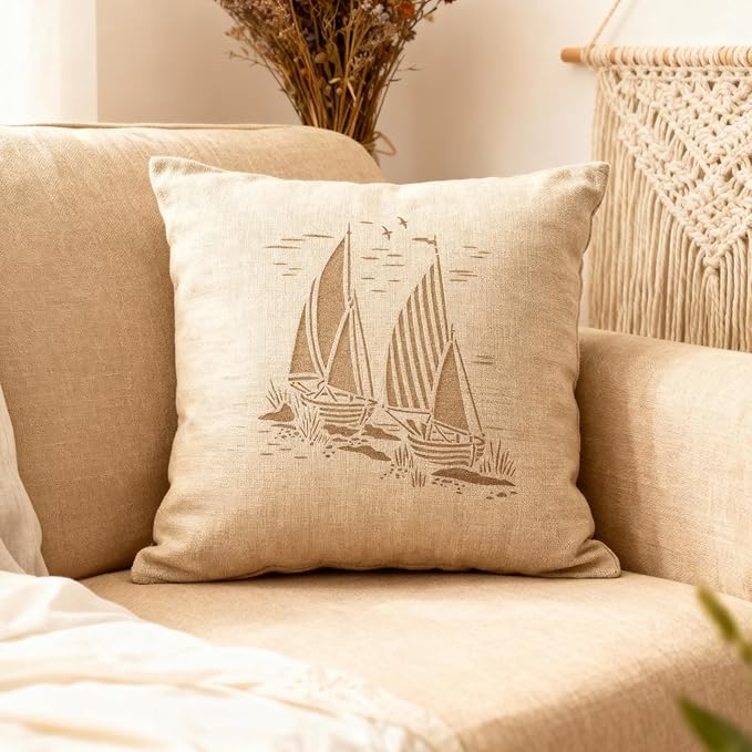 TIAMECH A4 Reusable Sailboat Stencil for Painting - Nautical Navy Sail Seagull Layering Template, DIY Wall Art, Wood Furniture, Scrapbook & Crafts (8.3x11.7inch)