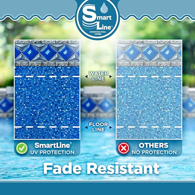 Smartline 18 ft Round Swimming Pool Liner | Crystal Tile | Unibead Style | 54 Inch Wall Height | 20 Gauge Heavy Duty Virgin Vinyl | Designed for Steel Sided Above Ground Pools