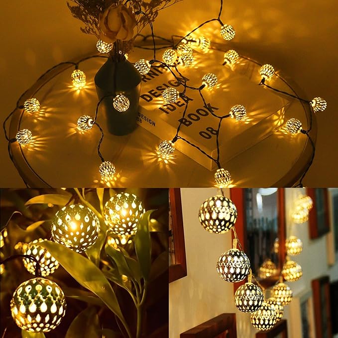 33FT 100LED Solar String Lights Outdoor Waterproof,Globe Solar Fairy Lights Outdoor with 8 Modes,Moroccan String Lights Solar Powered for Garden Yard Porch Wedding Party Decor (Warm White)