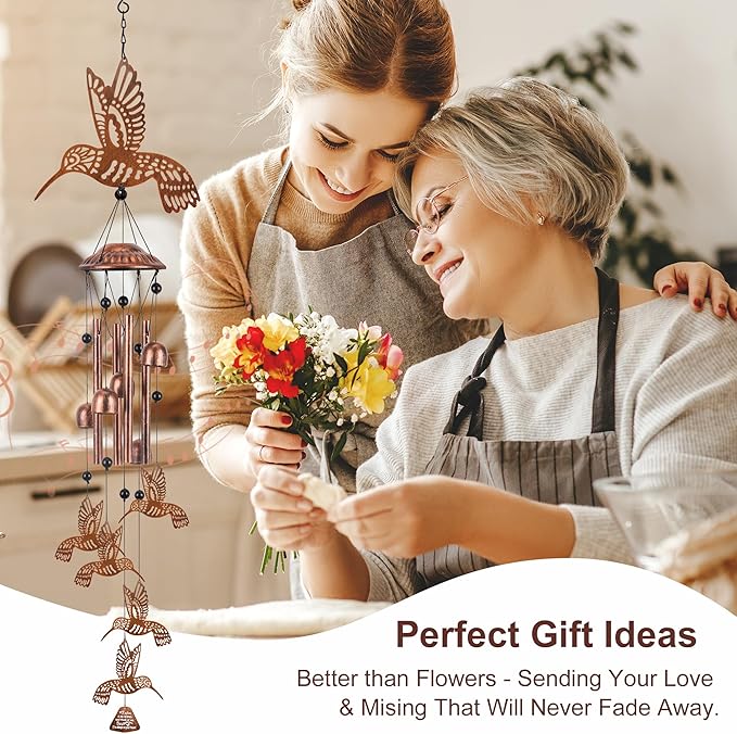 Outdoor Wind Chimes Hummingbird Sasquatch Gifts Metal Windchimes for Men/Women/Memorial Gift Metal WindChimes for Outside/Indoors, Home, Lawn, Porch, Patio, Garden Decor