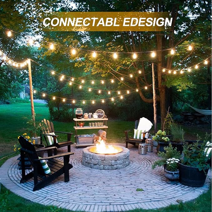 25Ft Christmas Outdoor String Light, G40 Globe Patio Lights with 27 Clear Glass Bulbs(2 Spare), Waterproof Connectable Hanging Christmas Lights for Backyard Porch Balcony Party Xmas Decor, Green Wire