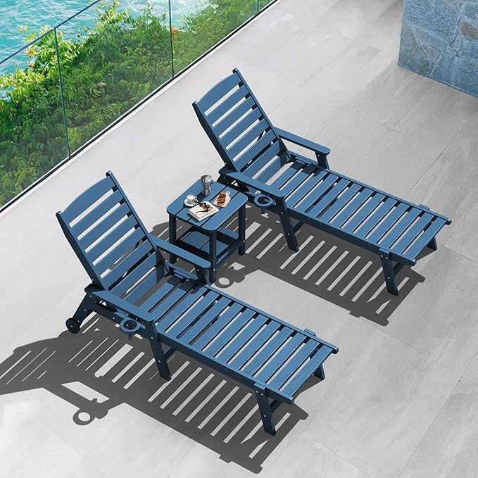 SERWALL Adirondack Table Set of 6, Outdoor Side Table- Blue