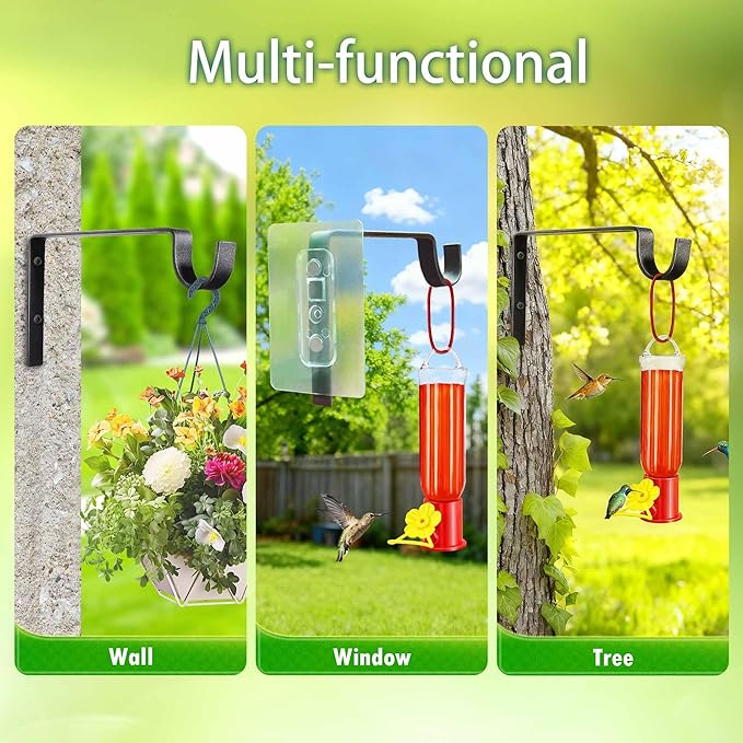 Window Hummingbird Feeder Hanging - 2 Pack Hummingbird Feeders with Window Mount Metal Hook, Easy to Clean and Refill - Small Plastic Hummingbird Feeder for Outdoors Garden Decor