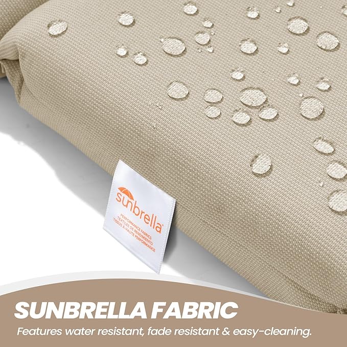 Crestlive Sunbrella Adirondack Chair Cushion Set of 2, 50 x 19.6 inch, Water Repellent, Fade Resistant, High Back Outdoor Chair Cushion for Patio, Canvas Antique Beige