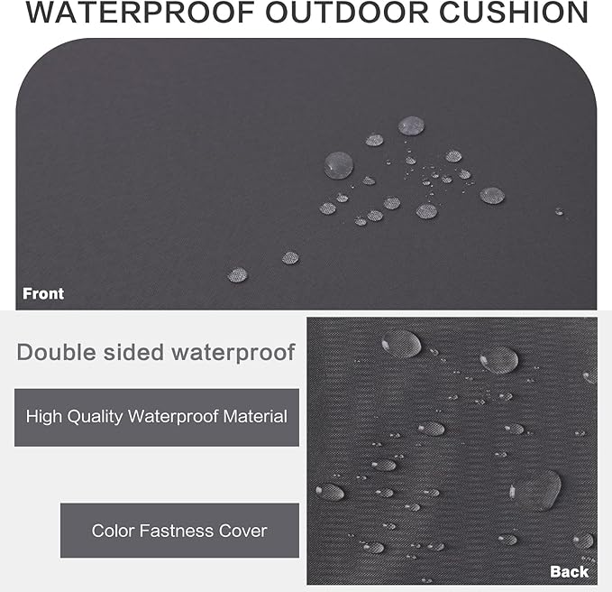 Outdoor Bench Cushion 4 inches Memory Foam Waterproof Patio Furniture Bench Cushion Porch Swing Cushion with Handle and Adjustable Strap, 36 x 18 Inch Dark Gray