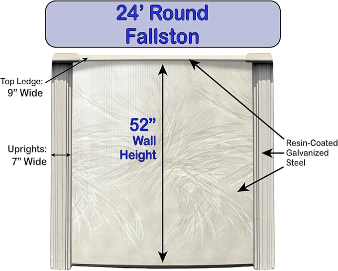Lake Effect Pools 'Fallston' 24' Foot Round Above Ground Swimming Pool | 52" Inch Height | Boulder Swirl Overlap Liner and Widemouth Skimmer Bundle | Resin Protected Steel Sided Walls