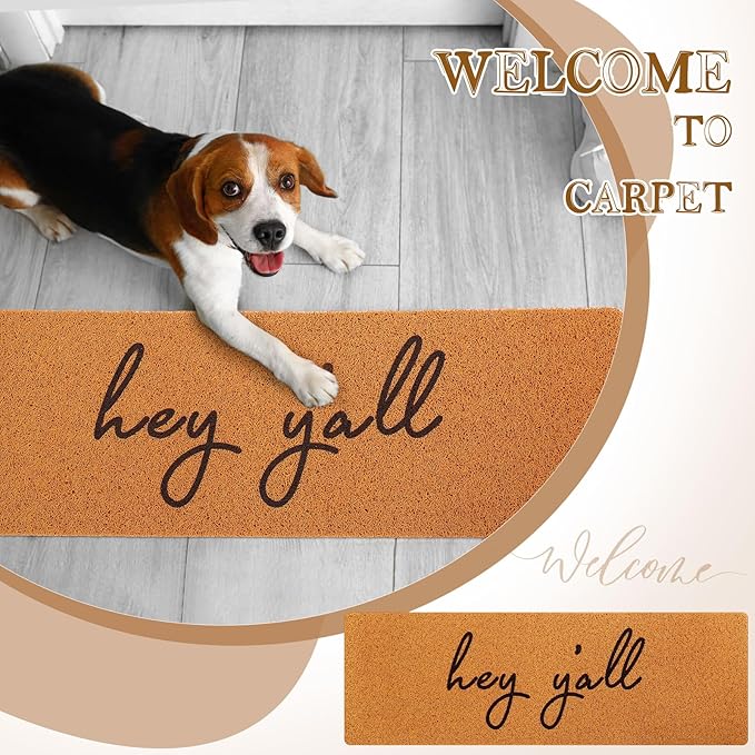 Long Doormat 48''x16'' Front Door Mat for Entrance Inside Outdoor Large Decorative Door Rug Welcome Mat for Outside Home Entry(Hey Y'all,Yellow)