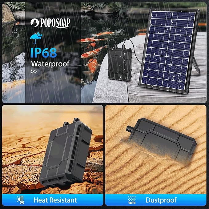 POPOSOAP 1800mAh Battery Backup for Solar Fountain Pump, 7.4V-8.4V Battery Backup for 6W/6.5W/8W Solar Water Fountain Pump Kit(Not Included Solar Fountain)