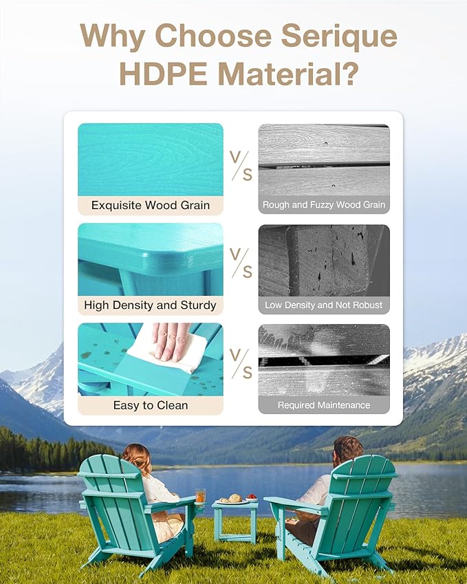 Folding Adirondack Chair Wood Texture, Patio Chairs Weather Resistant, Outdoor Chair, Lawn Chair with Cup Holder, Fire Pit Chair for Deck, Outdoor, Porch, Backyard