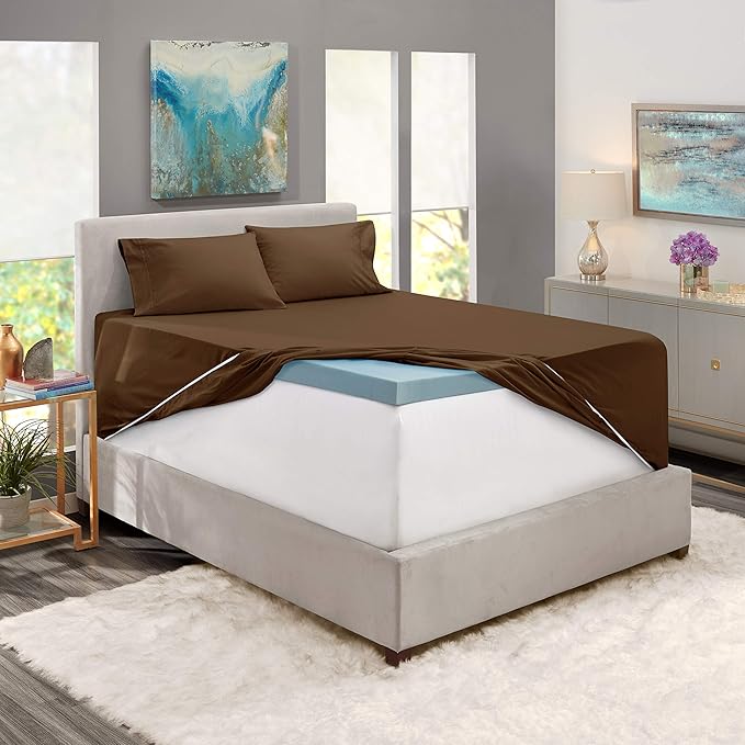 Clara Clark Fitted Sheet, Extra Deep Pocket Fits Deep Mattress, Luxury Soft Fitted Sheet Only, Twin XL - Extra Deep Chocolate Brown
