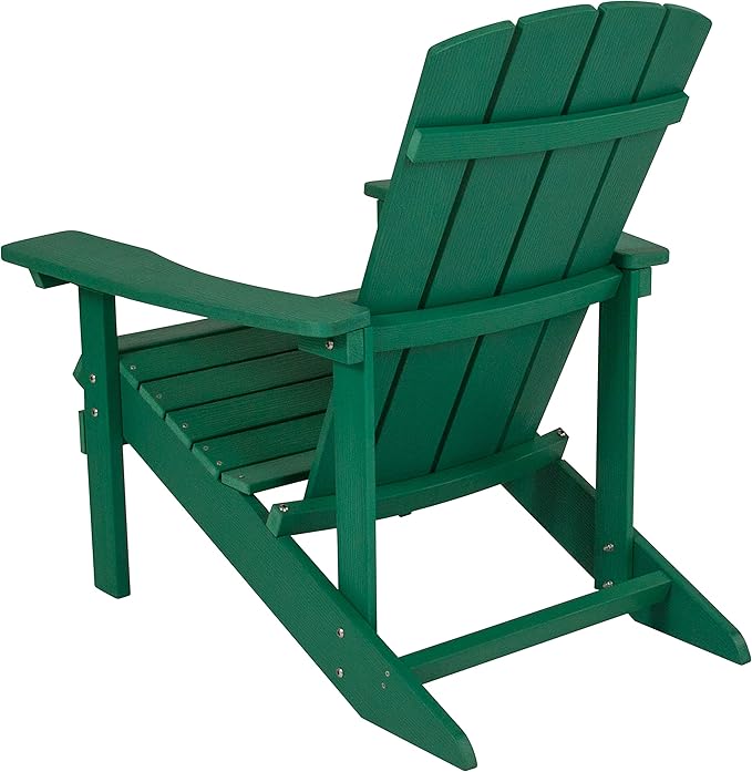Flash Furniture Charlestown Poly Resin Adirondack Chair - Green - All Weather - Indoor/Outdoor - Set of 4