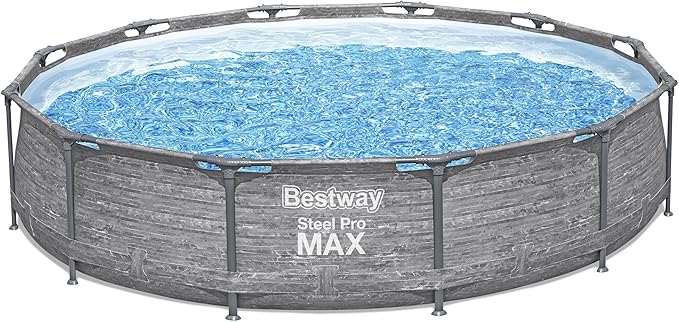 Bestway Steel Pro MAX 12' x 30" Above Ground Pool, Round Metal Frame Outdoor Swimming Pool Set with Filter Pump, Stacked Stone Print