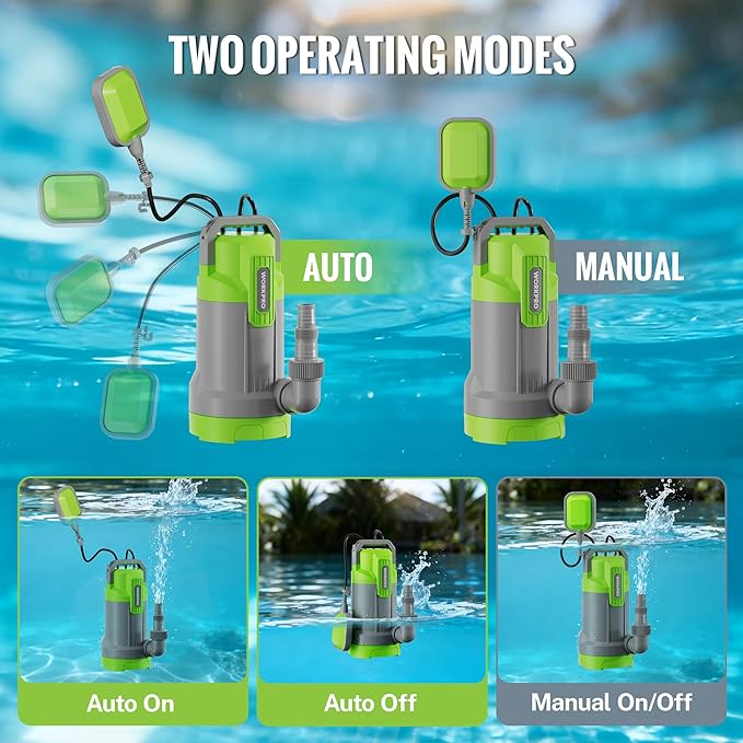 WORKPRO Submersible Water Pump, 1HP 4500 GPH Sump Pump with Automatic Float Switch for Transferring Clean or Dirty Water, A Water Pump for Pool Draining, Flooded Basement, Pond, and Garden Irrigation