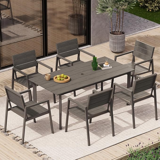 Outdoor Patio Dining Chairs Set of 2, 350LBS Capacity Aluminum Patio Dining Chairs with Armrests, Weather-Resistant for Lawn, Garden, Yard, Poolside and Indoor Use (Charcoal)