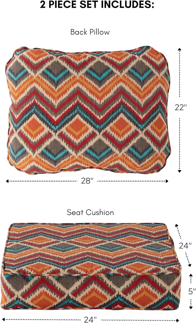 Greendale Home Fashions Outdoor Reversible 2-Piece Deep Seat Cushion Set, Aztec