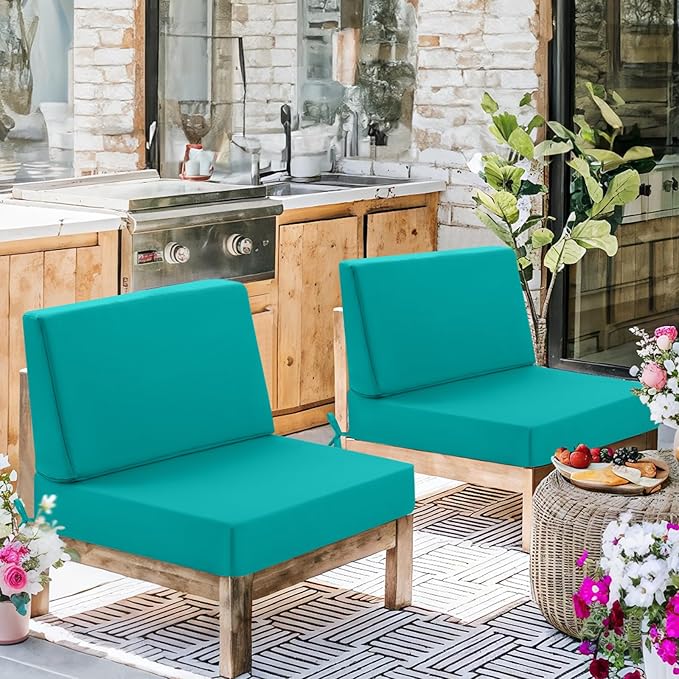 Outdoor Cushions for Patio Furniture, Outdoor Seat and Back Cushion, Waterproof Hampton Bay Deep Seat Replacement Couch Cushions for Garden Lawn, 28.5x28.5 Blue