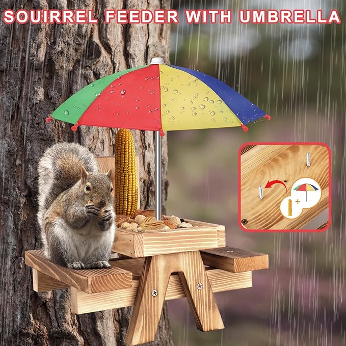 Squirrel Picnic Table Feeder Replacement Mini Umbrella for Outside (Multiple Color 1)
