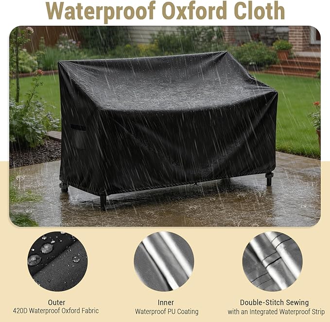 Outdoor Couch Cover Waterproof, Outdoor Sofa/Loveseat/Patio Furniture Cover - 104"W x 40"D x 35"H