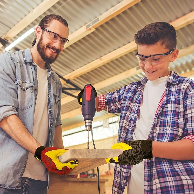 Kids Genuine Leather Work Gloves, Safety Gloves, Touch Screen, Reflective, Breathable Design, for Children Age 2-12