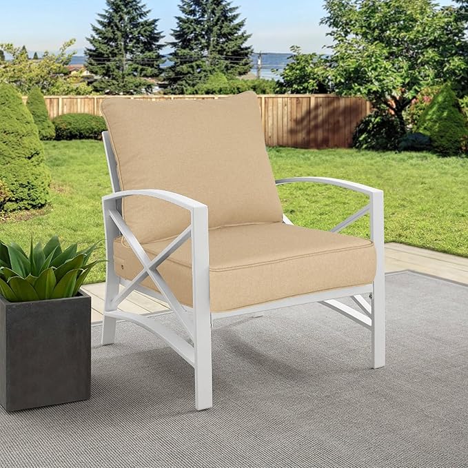 Goodgoods 24x24 inch Outdoor/Indoor Deep Seat Patio Cushions Set of 2 Resilient Foam Filling Water Repellent Stain-Resistant UV Resistant Weather Resistant Deep Seat Bottom Beige