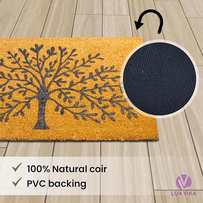 Coir Doormat, 16''x27.5'', Tree of Life, Outdoor Indoor Welcome Mat for Home Entrance