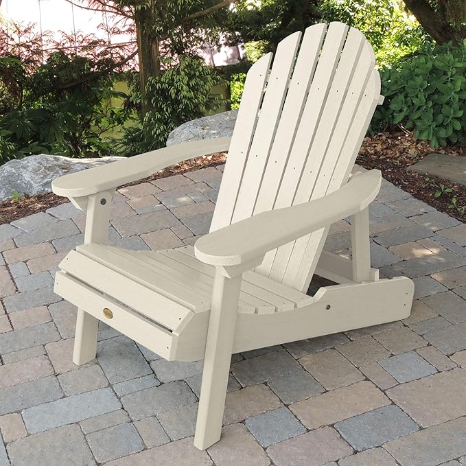 highwood Hamilton Made in the USA Folding and Reclining Adirondack Chair, Adult Size, Whitewash