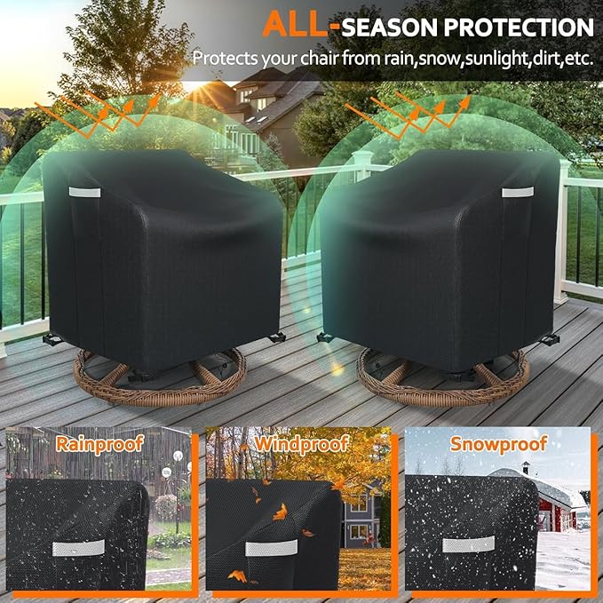 Gasadar Patio Chair Cover - 2 Pack, Patio Furniture Covers Waterproof, Heavy Duty Outdoor Chair Covers, Lawn Outdoor Furniture Cover -30" W x 34" D x 38" H
