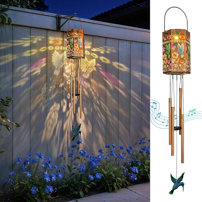 for Women - Metal Hummingbird Wind Chimes for Mom Grandma Wife, Patio, Garden, Porch, Balcony, Outdoor Hanging Decor