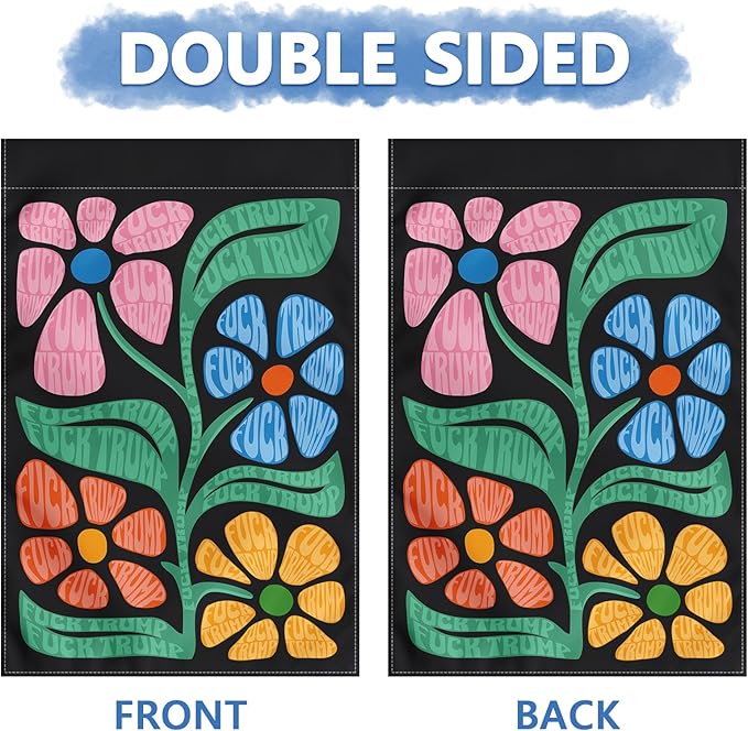 Resist Garden Flag 12x18 Inches - Double sided floral design subtle anti protest logo courtyard outdoor terrace windows porch (Garden)