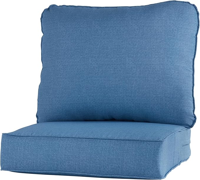 Greendale Home Fashions Outdoor Reversible 2-Piece Deep Seat Cushion Set, Blue Heather