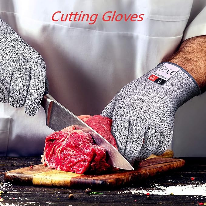 THOMEN 4 PCS (M+L) Cut Resistant Gloves Level 5 Protection for Kitchen, Upgrade Safety Anti Cutting Gloves for Meat Cutting, Wood Carving, Mandolin Slicing and More