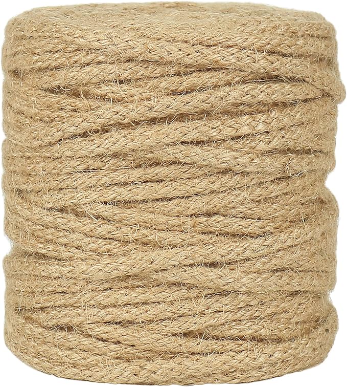Tenn Well 5mm Jute Twine, 164 Feet Braided Jute Rope, Natural Twine String for Crafts, Gift Wrapping, Holiday Decorating, Gardening, Cat Tower Repairing, Macrame Jute Cord
