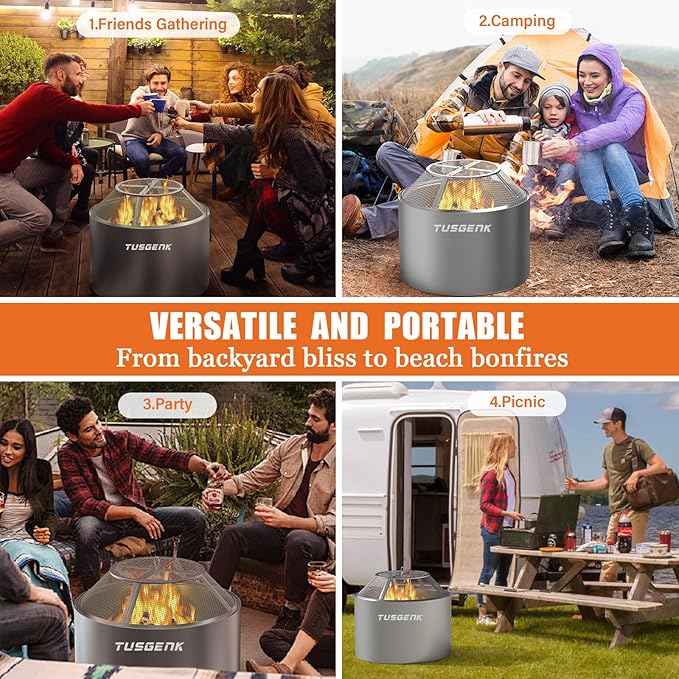 Fire Pit Spark Screen for Solo Stove Range Accessories, 15 Inch Range Shield for Solo Stove Accessories, 304 Stainless Steel Detachable Mesh Fire Pit Spark Protector with Grill Function