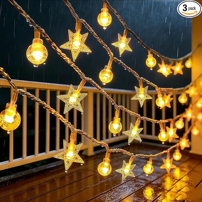 Shining Star Light Bulb Lights 20 FT 40 LED Lights with Battery Operated Warm White String Lights for Holiday Party Bedroom Wedding Garden Decoration (Light Bulb Star, 20FT)