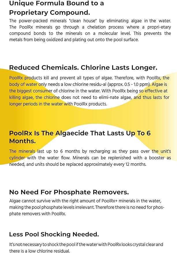 PoolRx+ Mineral Algaecide Unit + Booster Combo, Treats 7.5K-40K gallons for up to 6 Months, New Formula with Silver.