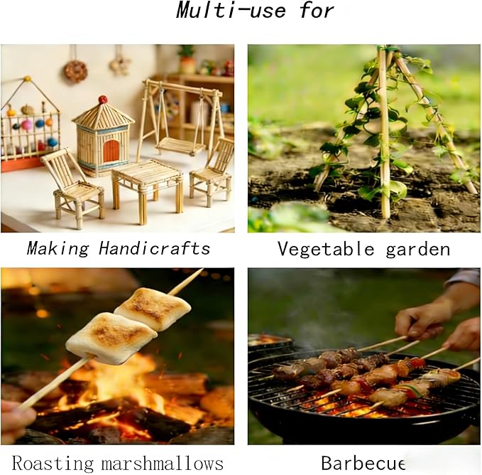 Natural Bamboo Smores Sticks 100 Pack, 17.5" Long Thickened Disposable Skewers for Marshmallow, Campfire, Fire Pit, BBQ & Parties, Food Grade Roasting Sticks for Outdoor Events