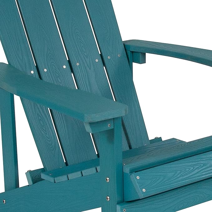 Flash Furniture Charlestown Commercial Grade Indoor/Outdoor Adirondack Chair, Weather Resistant Durable Poly Resin Deck and Patio Seating, Sea Foam
