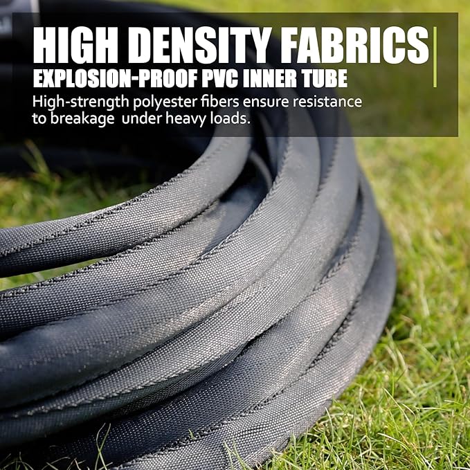 Non-Expanding Garden Hose 100ft – Flexible Water Hose, with 10-Function Spray Nozzle, Lightweight & Durable, Burst-Resistant for Yard, Lawn, Car Wash