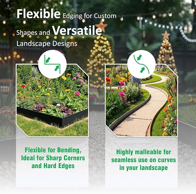 33ft. Galvanized Steel Landscape Edging (10-Pack) – 40" Metal Edging for Landscaping with 11 Stakes, Hammer-in Metal Landscaping Edging for Yard Pathway & Flower Beds – Lawn Edge for Garden Design