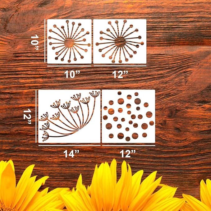 Large Flower Stencils for Fence Dandelion Stencil Floral Stencils for Outside Wood Fence Walls Furniture Fabrics